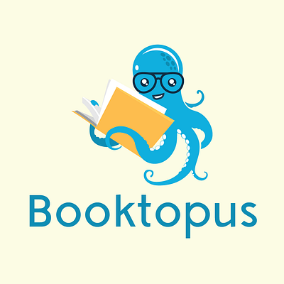 Booktopus Logo artwork branding cover art design flat illustration logo logodesign minimal vector