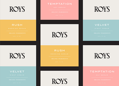 Branding for Roys Natural Skincare brand identity branding colors cosmetics emblem haircare label label design layout logo logotype packaging design roys skincare typography