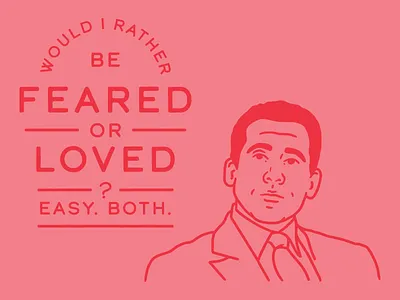 Would I rather be feared or loved? card illustration michael scott procreate app quote the office type valentine