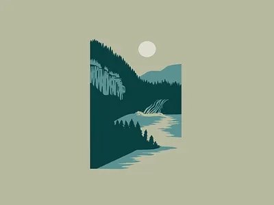 Rose Lake BWCA design forest illustration lake landscape minnesota moon procreate trees water waterfall wilderness woodcut woods