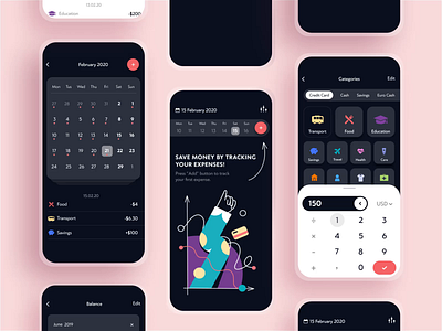 Finance Tracker User Interface animation app app design design design studio finance app financial app graphic design illustration interaction interface mobile mobile app mobile app design mobile screens motion ui user experience user interface ux