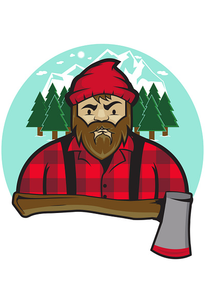 Lumberjack Illustration axe axe illustration flannel forest forest illustration lumberjack lumberjack illustration lumberjacks mascot mountain mountain man portland vector