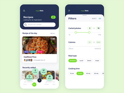 Ketogenic Vegan Diet App app app design carbs diet filters ios keto ketogenic onboarding recipes vegan