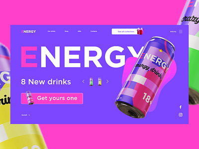 "ENERGY" - Energy drinks Website/UI Concept app branding design flat illustration logo ui ux web webdesign