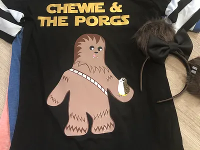 Chewie & The Porgs T-Shirt Design affinity designer chewbacca chewie design disney disney art illustration porgs starwars t shirt t shirt design t shirt illustration