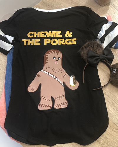 Chewie & The Porgs T-Shirt Design affinity designer chewbacca chewie design disney disney art illustration porgs starwars t shirt t shirt design t shirt illustration