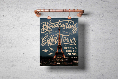 The Orbiting Human Circus of the Air Mock Up chalk design eiffel tower france hand lettering lettering mockup paris photography poster poster design procreate radio typography vector