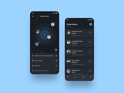 Personal CRM. Map + Catalog analize analytics analyzing app black crm dark darkmode dashboard design finance fintech grey ios list map navigation product ui ux design