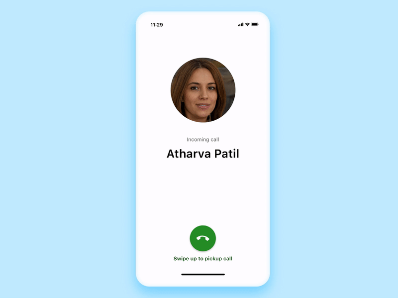 Incoming call animation animated gif animation design framer framerx mobile motion motion design motion graphics portfolio prototype prototype animation ui uidesign ux design uxdesign