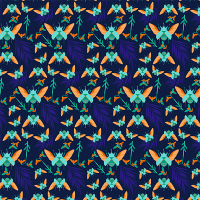 pattern beetle beetle branding design illustration mint orange pattern vector