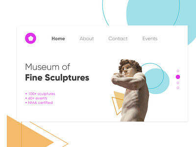 Museum Landing blue design elegant orange purple sculpture shapes ui ux vibrant