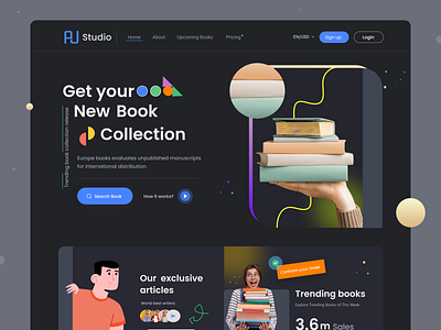 Book Collection Header Page UI book collection book store bookshelf dribbble2022 ecommerce education homepage landing page online book online book store reading app web design website