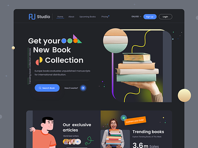 Book Collection Header Page UI book collection book store bookshelf dribbble2022 ecommerce education homepage landing page online book online book store reading app web design website