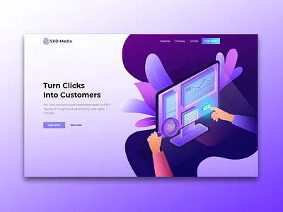 SKD Media gradient illustration landing page saas website ui ux vector web website