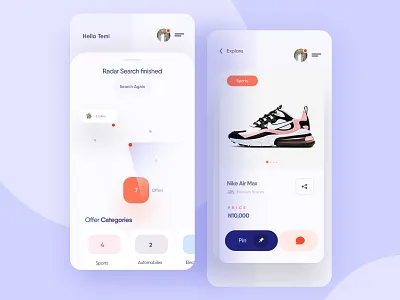 Spot, pin and buy items near you - Mobile App Design app buy clean ecommerce graphics illustration marketplace mobile online pin product sell spot ui uidesign ux