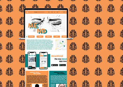 Mend Website design flat icon illustration logo mental health type web website