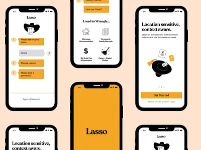 Lasso app art branding clean design flat minimal ui ux vector