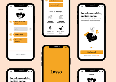 Lasso app art branding clean design flat minimal ui ux vector