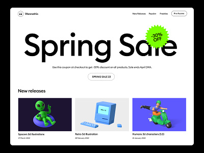Spring Sale -30%OFF 🌸 3d 3d alien 3d character 3d computer 3d icon 3d illustration discount sale springsale ui