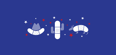 Texas Band-aid icons armadillo branding cactus cowboy hat design flat icon illustration vector