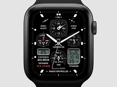 Citizen Watch Face 7 app apple applewatch application citizen citizenwatch clock concept dashboard design dial panel sketch ui watch watchface watchfaces