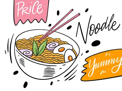 Noodle asia cartoon chinese cute design egg food illustration noodle sketch street food vector