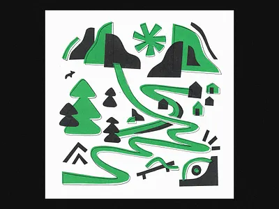 Paper Lines 03 - Zoom Out construction illustrator mountain papercraft papercut snowboarding