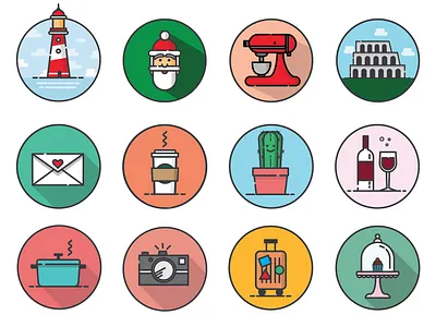 Icons / Flat Art - Random Items art artwork color creative digital art flat art icons illustration illustration art