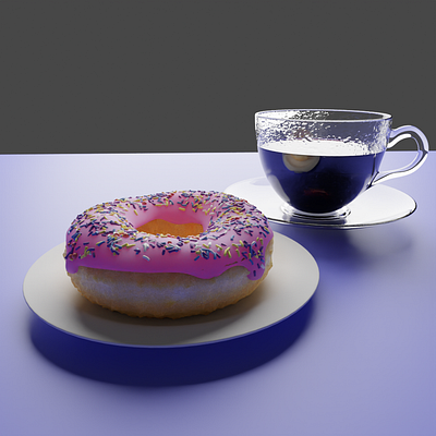 Blender Doughnut and Coffee 3d 3d art blender blender3d blendercycles breakfast coffee donut doughnut