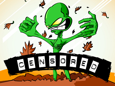 A Public Outing alien aliens area area51 art cartoon censored colorful conspiracy crazy digital art digital illustration drawing fall fun illustration leaves ufo vector