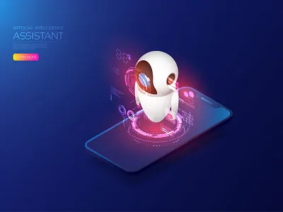 Ai assistant ai app artificial intelligence assistant communication connection digital hologram icon internet internet of things iot isometric network robot robotic smartphone technology ui user interface