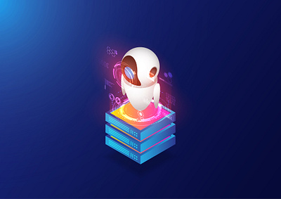 Ai data analysis ai artificial intelligence cloud computer digital hologram icon illustration internet internet of things iot isometric network online robot robotic server technology ui user interface