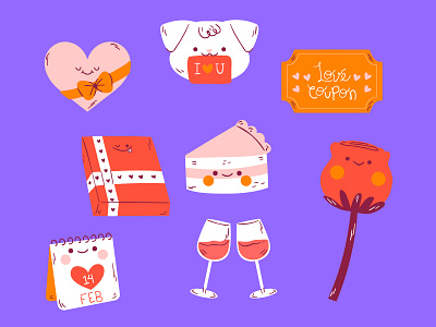 Valentine's Day cake character design couples cute illustration doodle flowers free downloads free icons freebie illustration puppy valentines day vector illustration