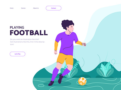 Football Illustration with Landing Page concept animation app design flat football icon illustration illustrator sports ui uiux vector website