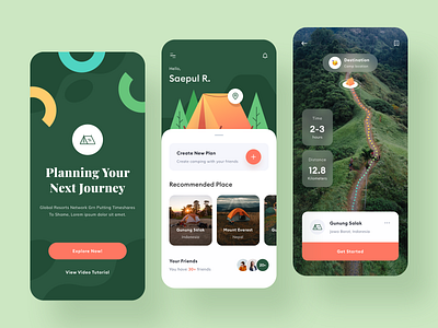 Camping App Design application backpakers camp camping design icon illustration map mobile pattern product design route toglas travel typography