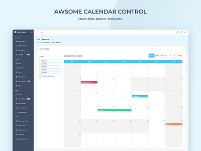 Awsome Calendar Control - Dash Able Admin Template admin admin dashboard admin dashboard template admin design admin panel admin template admin templates admin theme bootstrap bootstrap 4 bootstrap admin bootstrap admin template bootstrap theme branding calendar calendar ui ui design ui ux uidesign