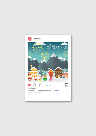 Merry Christmas Instagram Post character design vector