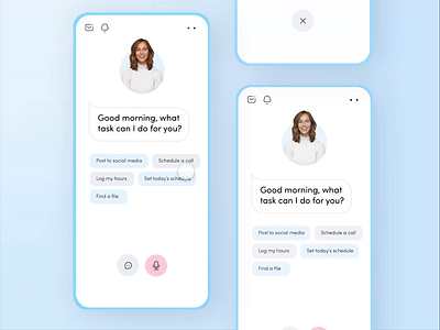 Virtual Assistant App: Voice Trigger🗣️ app assistant blue card challenge color palette daily daily ui design freelance livestream minimal mobile modern product design product designer ui ux virtual assistant