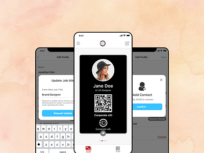 Corporate xID app design app interaction card mobile application qrcode ui design ux design
