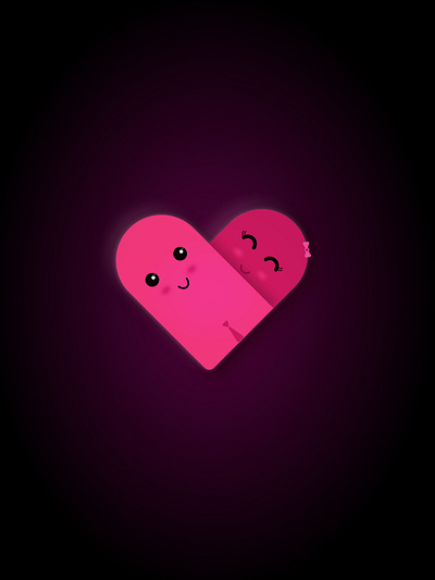 Two souls one heart - dribbble warmup week 2020 trend art concept art creative dailychallenge design heart illustration monocolour pink soulmate valentinesday