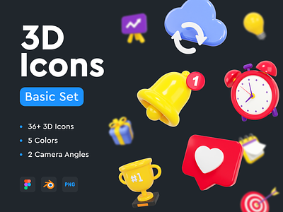 Basic 3D Icons Set 3d android angle appdesign blender colors design figma icons iconspack iconsset ios set sketch ui uidesign webdesign