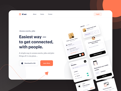 Landing page - K'not app branding cards channels components dashboard design designknot events illustration ios jobs landing page landing page design logo minimal mockup ui ux web