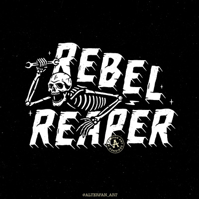 Work for Rebel Reaper Clothing alterfan badge clothing design custom designer motorbike print reaper skeleton skull vector