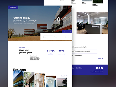 EXH Architecture Website architect beijing blue chinese ebook design ecological fengshui landing minimal simple