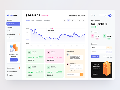 Crypto Dashboard analytics app bitcoin blockchain concept crypto cryptocurrency design ethereum finance financial fintech interface investment nft stocks ui ux wallet website