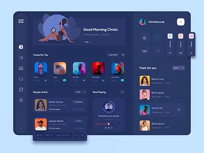 Music Pro Dark Edition blue dark dark interface dark mode dark theme dark ui dashboard dribbble music music app musicpro trending