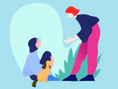 woman illustration abstract animal animals art blue branding cartoon character clean concept design drawing flat flatdesign girls graphic design help woman