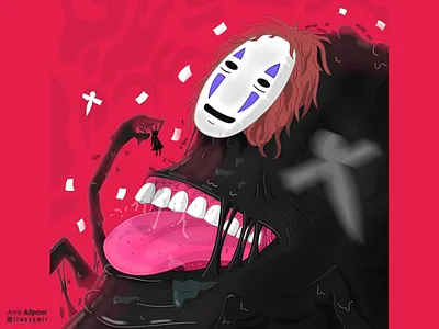 No Face adobe illustrator anime cartoon character character design comic dark art graphic design icon illustration monster monsters movie movies spirited away villain