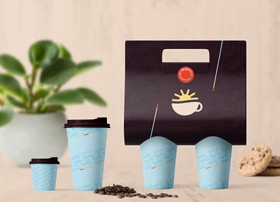 Brightcup Cafe - Paper cups and cup holder brand identity branding cafe coffee coffee cup packaging packaging design