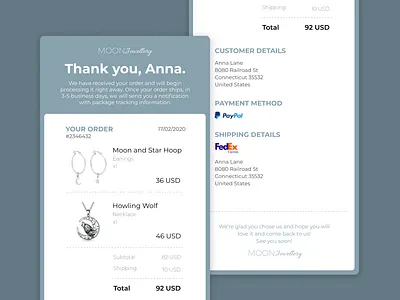 DailyUI #017 - E-mail Receipt 017 100days app checkout dailyui design e mail email design email marketing email receipt figma order order details shopping ui ui ux ux
